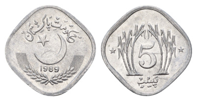 Пакистан 5 пайс 1989 KM 52 алюминий UNC 27-1144