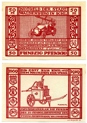 ВАЛЬДЕНБУРГ 50 ПФЕННИГОВ 1920 19 СЕНТЯБРЯ 1920 - 19 ДЕКАБРЯ 1920, НОТГЕЛЬД, ЗЕМЛЯ СИЛЕЗИЯ Grabowski 1371.3b бумага 2193-17-1-2