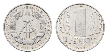 ГДР 1 пфенниг 1968 A KM 8.1 алюминий UNC 4685-1064