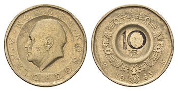 Норвегия 10 крон 1983 Улаф V (1957-1991) KM 427 никель латунь 4703-322